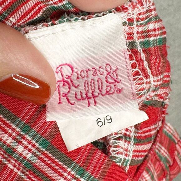 Ricrac & Ruffles Bubble Romper Monogrammed “K” Christmas 6/9‎ M Girls Red Green - Picture 4 of 6
